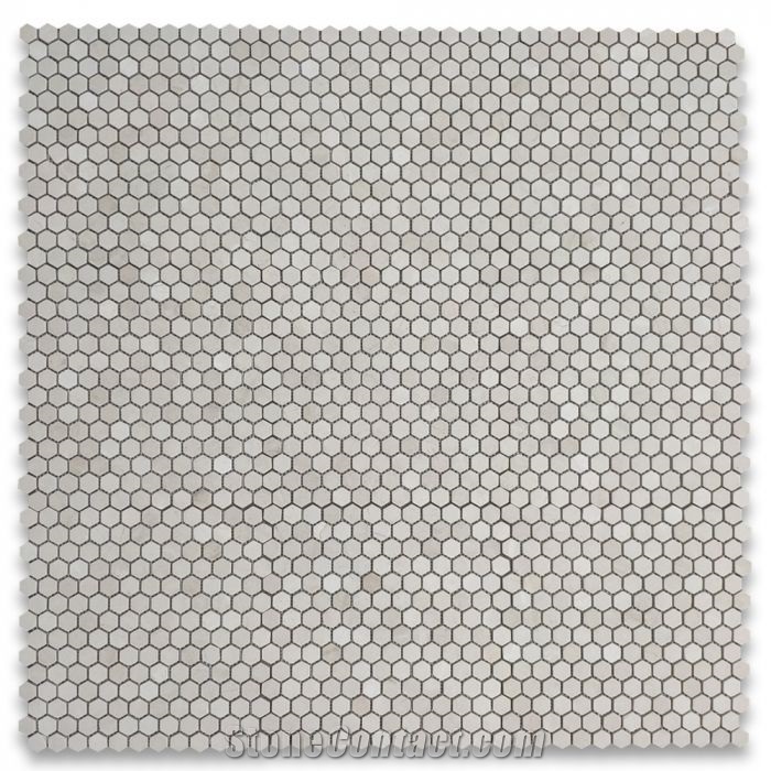 Crema Marfil 1 Inch Hexagon Mosaic Tile Tumbled