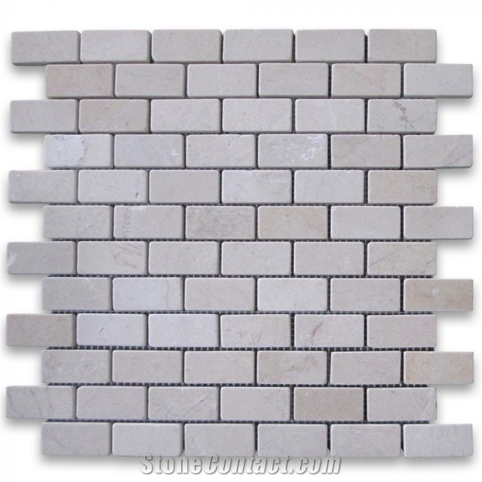 Crema Marfil 1x2 Medium Brick Mosaic Tile Tumbled