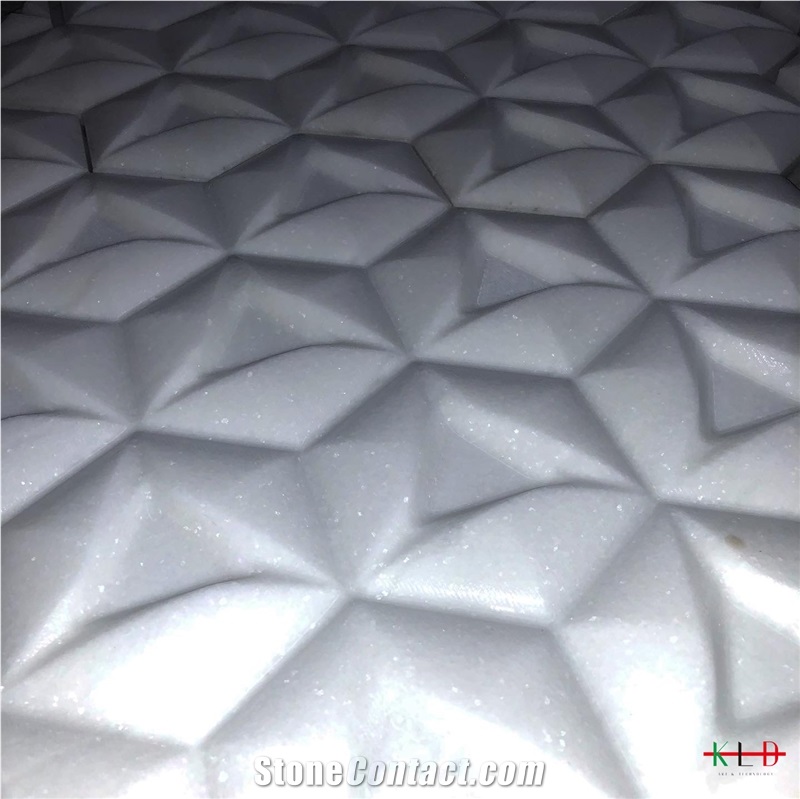 Crystal White Marble 3d Cnc Craved Design Wall