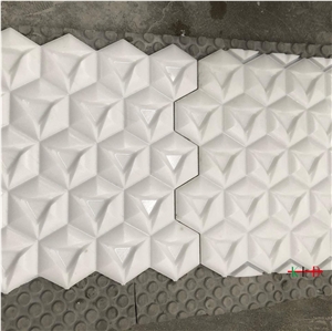 Crystal White Marble 3d Cnc Craved Design Wall