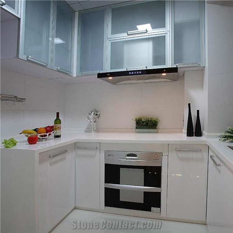 Customized White Crystallized Glass Countertop