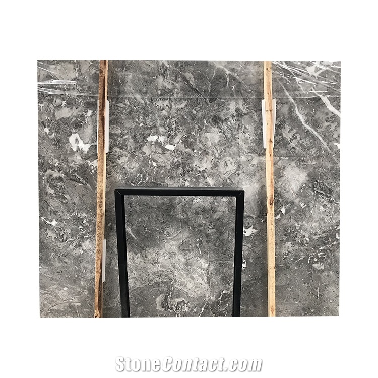 Dark Grey Marble Stone Slab with Grey Veins