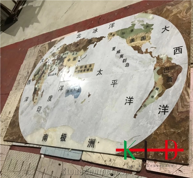 Earth Map Marble Onyx Water Jet Medallions Mosaics