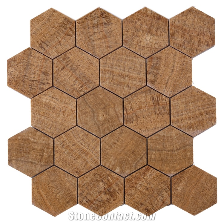 Emperador Brown Kitchen Backsplash Hexagon Tiles