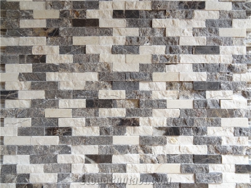 Emperador Dark Mix Beige Split Brick Wall Mosaic Tiles