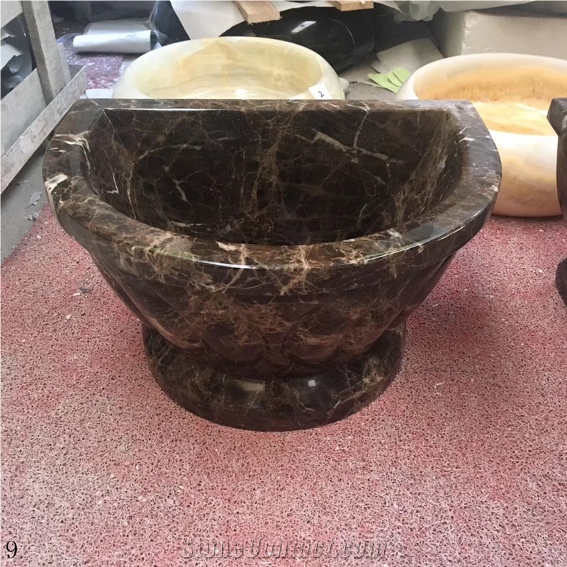 Emperador Rectangle Stone Sinks Gardon Bowls