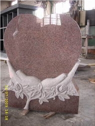 Engraved Gaoliang Red Granite Headstone Heart