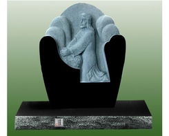 Engraved Headstone Of Black Granite Monument