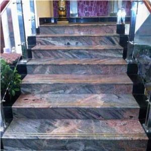 Flamed Multicolor Red Granite Tile for Stair