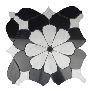 Flower Pattern Waterjet Marble Mosaic Wall Tiles