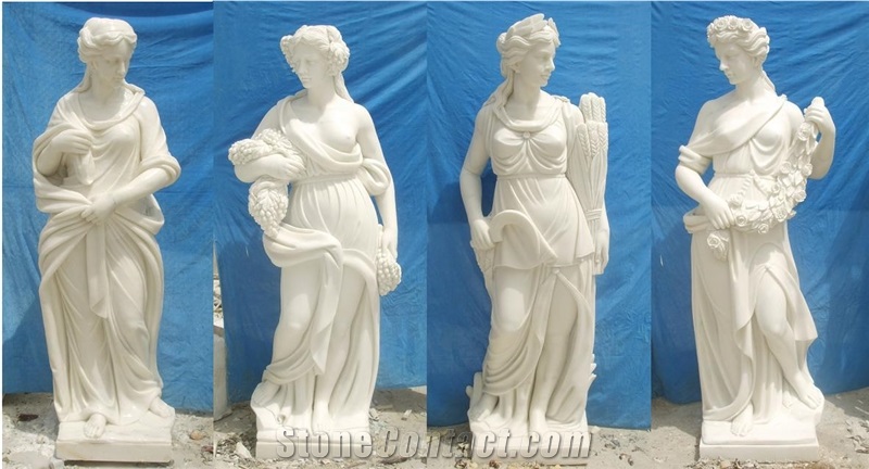 Four Season State White Marble Human Sculpture