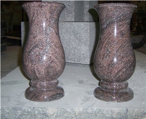 Funeral Accessories Red Polished Granite Vases
