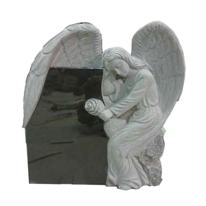 Granite Statue Kneeling Angel Wings Monument
