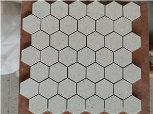 Grey Basketweave Cement Terrazzo Mosaic Tiles