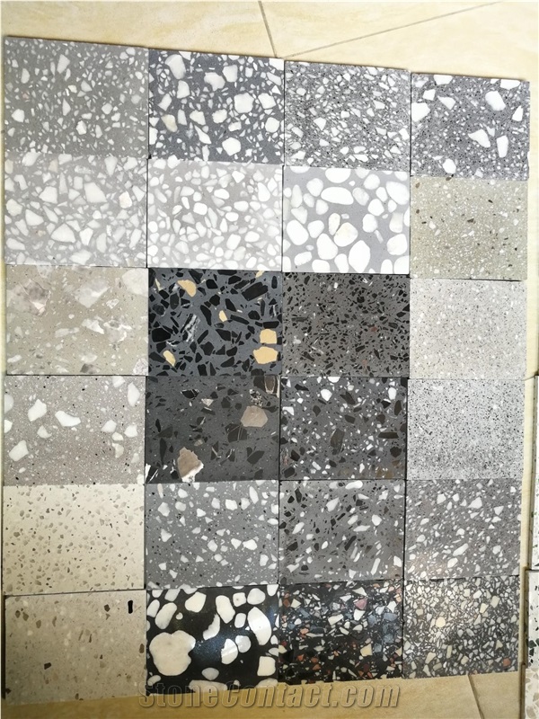 Grey Black Polished Terrazzo Tile, Cement Slabs