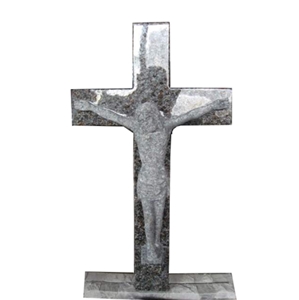 Grey Granite Cross Shape Jesus Headstone