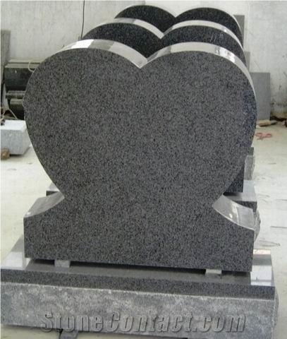 Grey Granite Single Heart Shape Headstone Gravesto