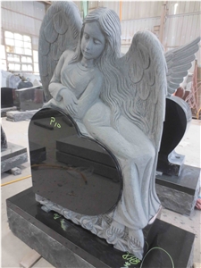 Heart Design Granite Angel Monument,Tombstone