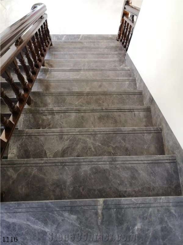 Hermes Gray Marble Stone Interior Step and Stair