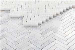 Herringbone Mini Carrara 10.50x11 Wall Floor Mosaic Tiles