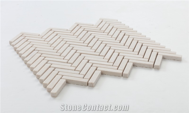 Herringbone Mini Marfil 10.50x11 Mosaic Tile Honed