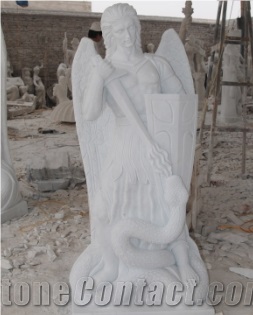 Hot Item Marble Carved Religious St. Michael