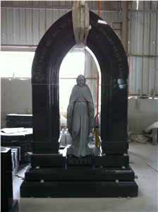 Imperial Black Carved Granite Jesus Headstone