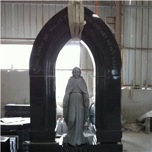 Imperial Black Carved Granite Jesus Headstone