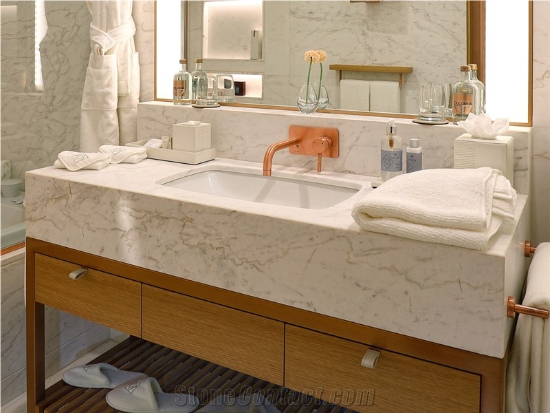 Imperial Volakas Semi White Marble Bath Vanity Top
