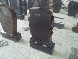 Leaf Design Shanxi Black Granite Monument