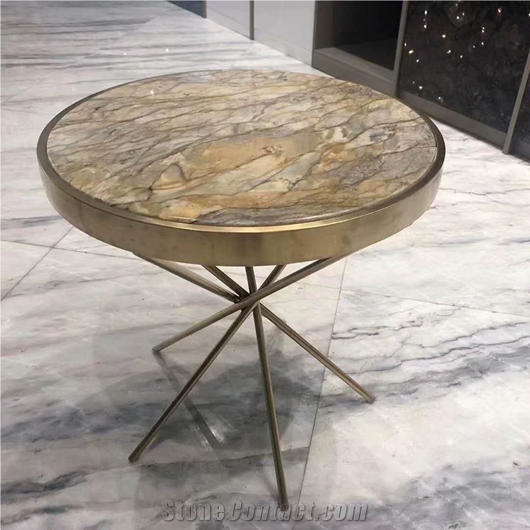 Marble Coffee Table with Stainless Steel