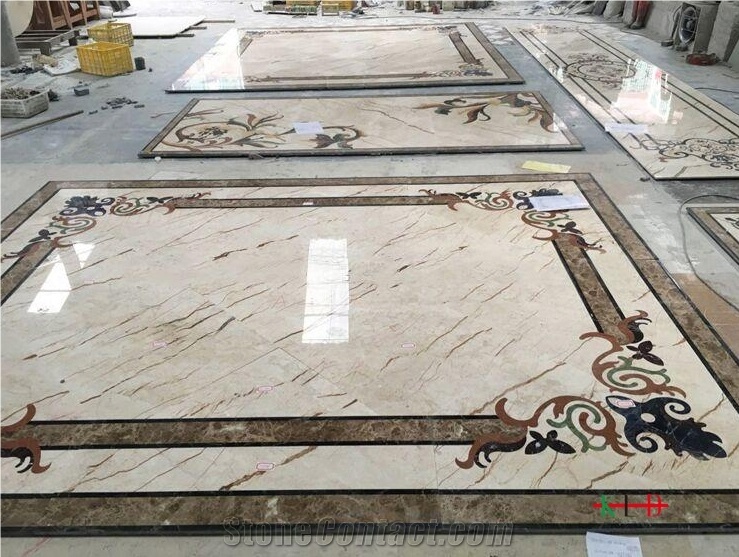 Marble Waterjet Medallion Decorative Floor Carpet