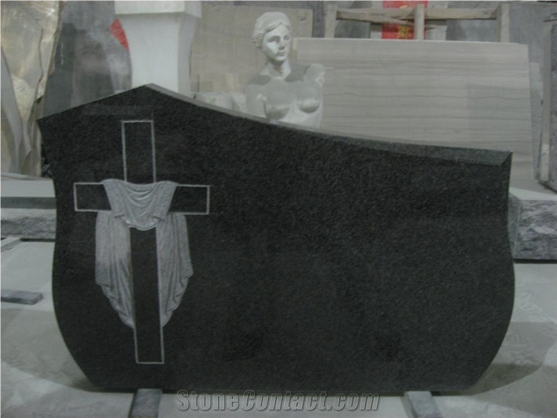 Modern Black Granite Engraving Tombstone