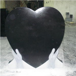 Modern Black Granite Heartshap Tombstone