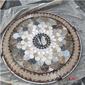 Mosaic Design Floor Tiles Waterjet Cut Marble