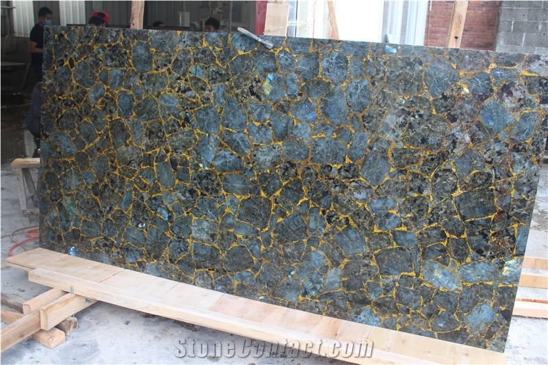 Natural Gemstone Slabs Labradorite Vietnam Granite