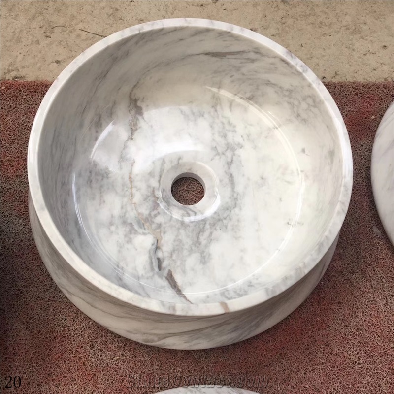 Natural Stone White Basin Round Storage Bowls