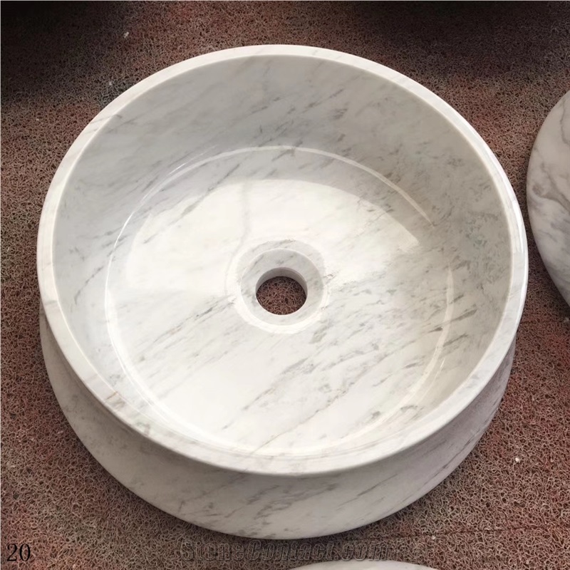 Natural Stone White Basin Round Storage Bowls