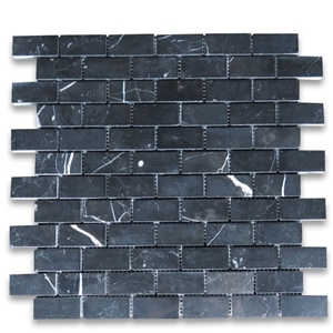 Nero Marquina Black Marble Medium Brick Mosaic