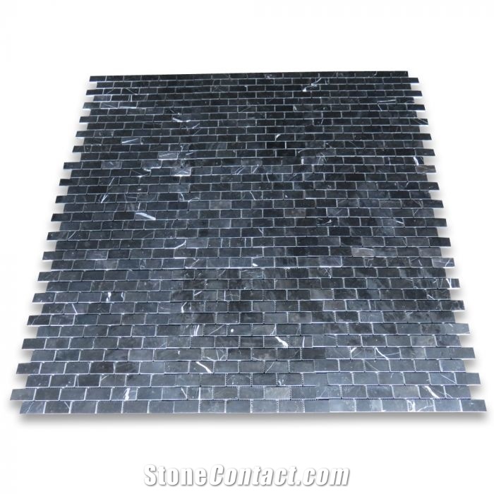 Nero Marquina Black Marble Medium Brick Mosaic