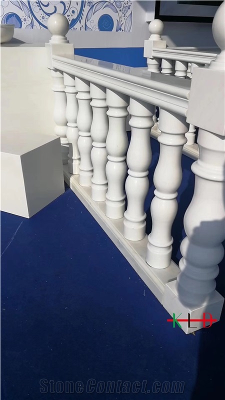 New Aristone White Marble Stair Carved Handrail