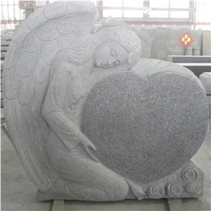New Design White Angel Weeping Heart Headstone