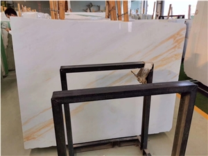 New Volakas White Marble with Golden Yellow Veins