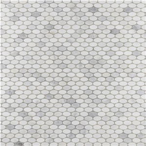 Pearl White Oval Mosaic Polished Backsplash Tiles