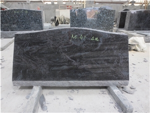 Polished Bahama Blue Slants Granite Tombstone