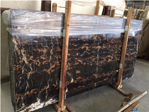 Polished Black and Gold Marble for Floor Tile