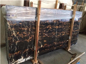 Polished Black Micheal Angelo Marble Tile and Slab