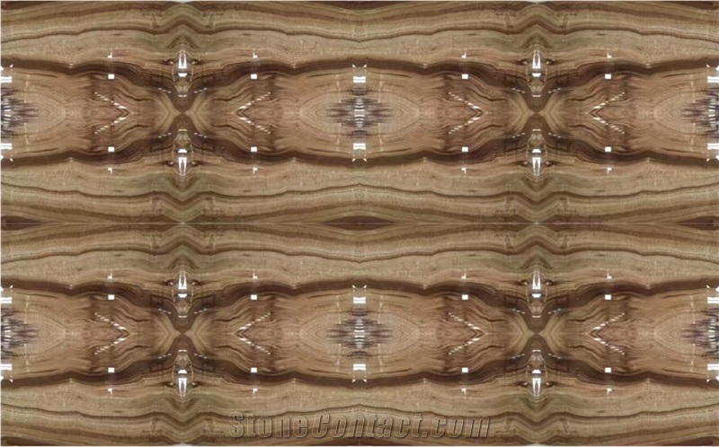 Polished Brown Wood Grain Onyx Flooring Tiles