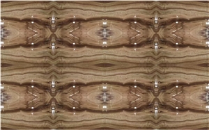 Polished Brown Wood Grain Onyx Flooring Tiles