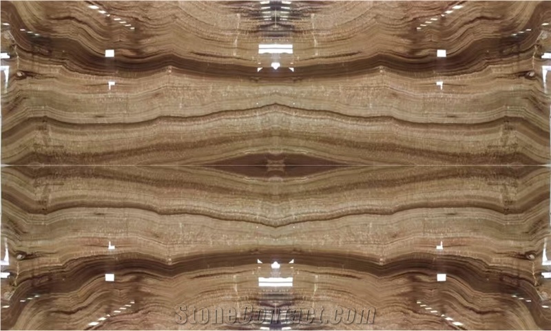 Polished Brown Wood Grain Onyx Walling Tiles